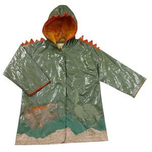 Kidorable Dinosaur Raincoat Kids 4/5 Green Spikes and Volcano All-Weather Snaps